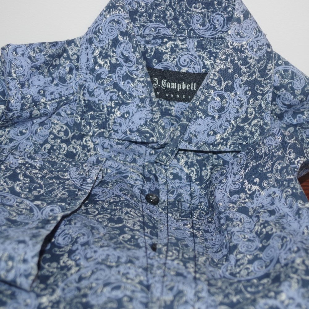 J. Campbell Los Angeles Mens Blue  Paisley/Swirl Button Down Shirt Size:S